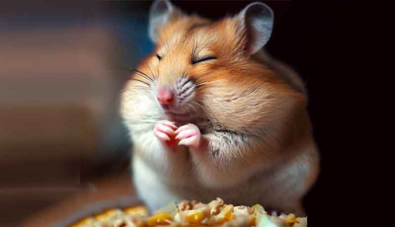 Pourquoi mon Hamster mange-t-il les yeux fermés