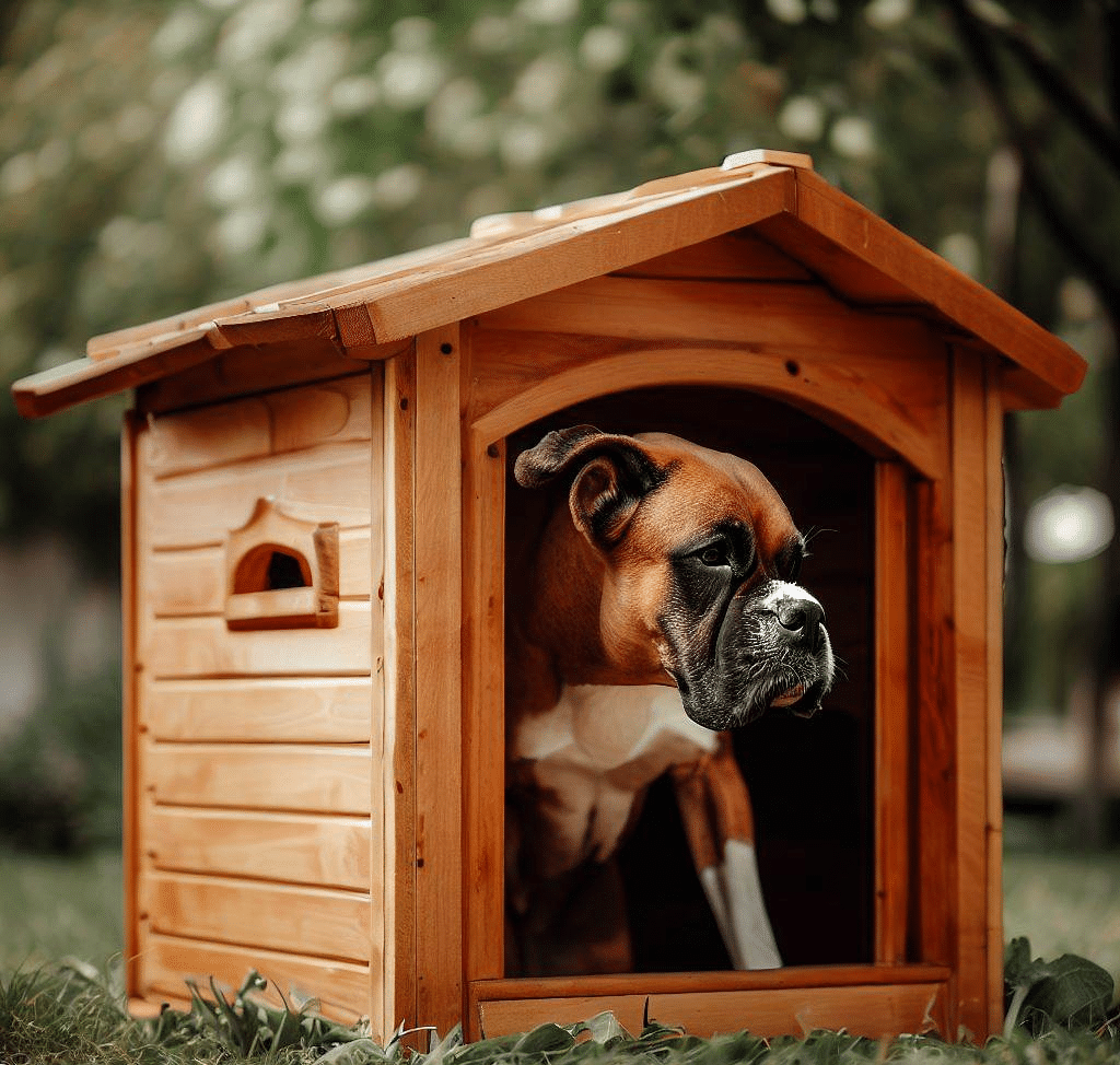 Niche en bois pour chien boxer