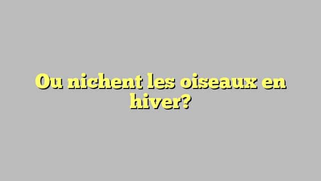 Ou nichent les oiseaux en hiver?