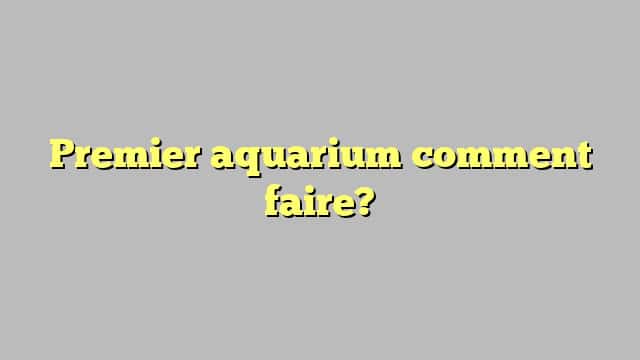 Premier aquarium comment faire?