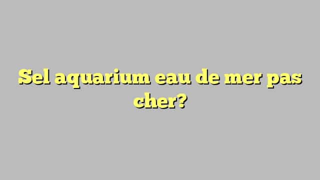 Sel aquarium eau de mer pas cher?