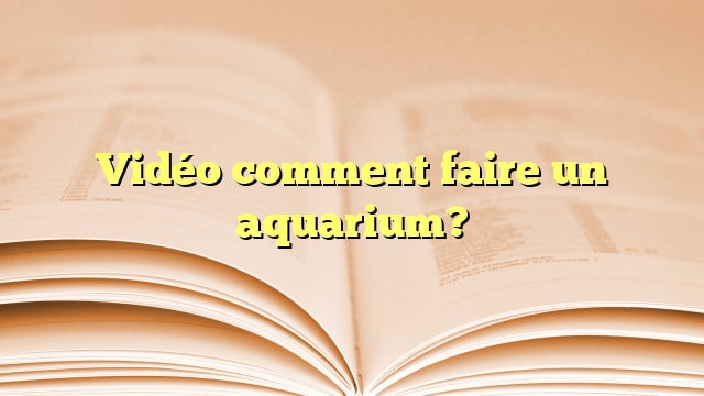 Vidéo comment faire un aquarium?